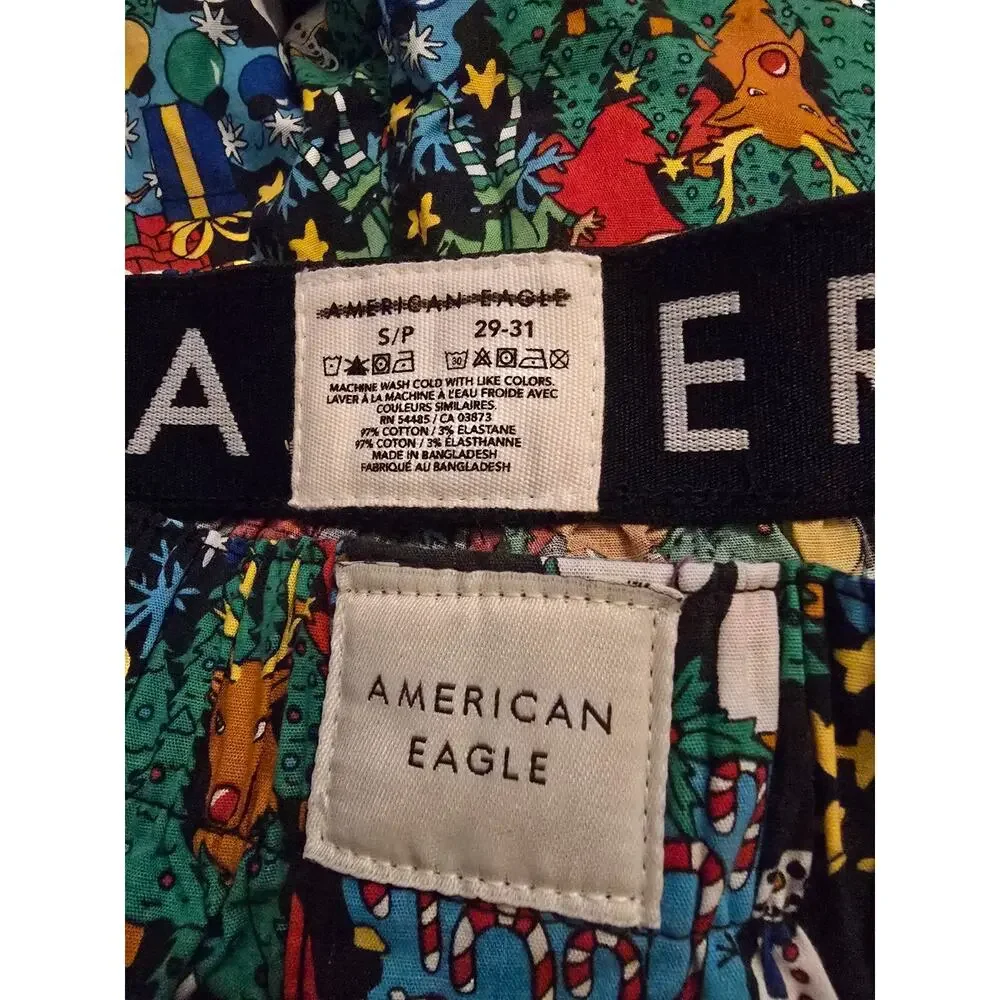 American Eagle Mens Small Christmas Holiday Print Classic Boxer Shorts NWOT
